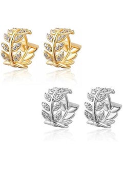 Generic Gold Hoop Earrings Set,18K Gold Plated Rounded Hoops Earrings for Women 14mm  - Image 1