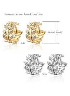Generic Gold Hoop Earrings Set,18K Gold Plated Rounded Hoops Earrings for Women 14mm  - Image 2