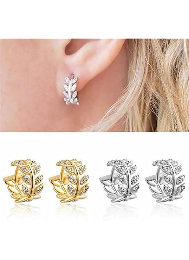 Generic Gold Hoop Earrings Set,18K Gold Plated Rounded Hoops Earrings for Women 14mm  - Image 4