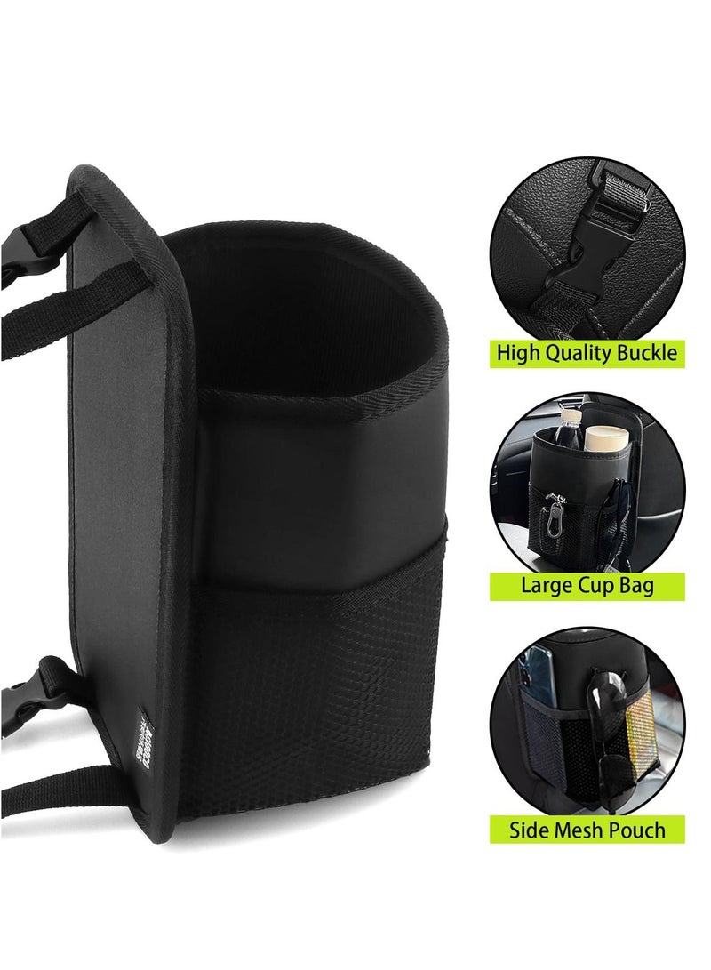 SYOSI Car Seat Side Cup Holder Expander, Auto Seat Storage Hanging Bag with Mesh Pocket, Convenient Drink and Stuff Holder, Road Trip Essentials and Car Accessories - Image 2