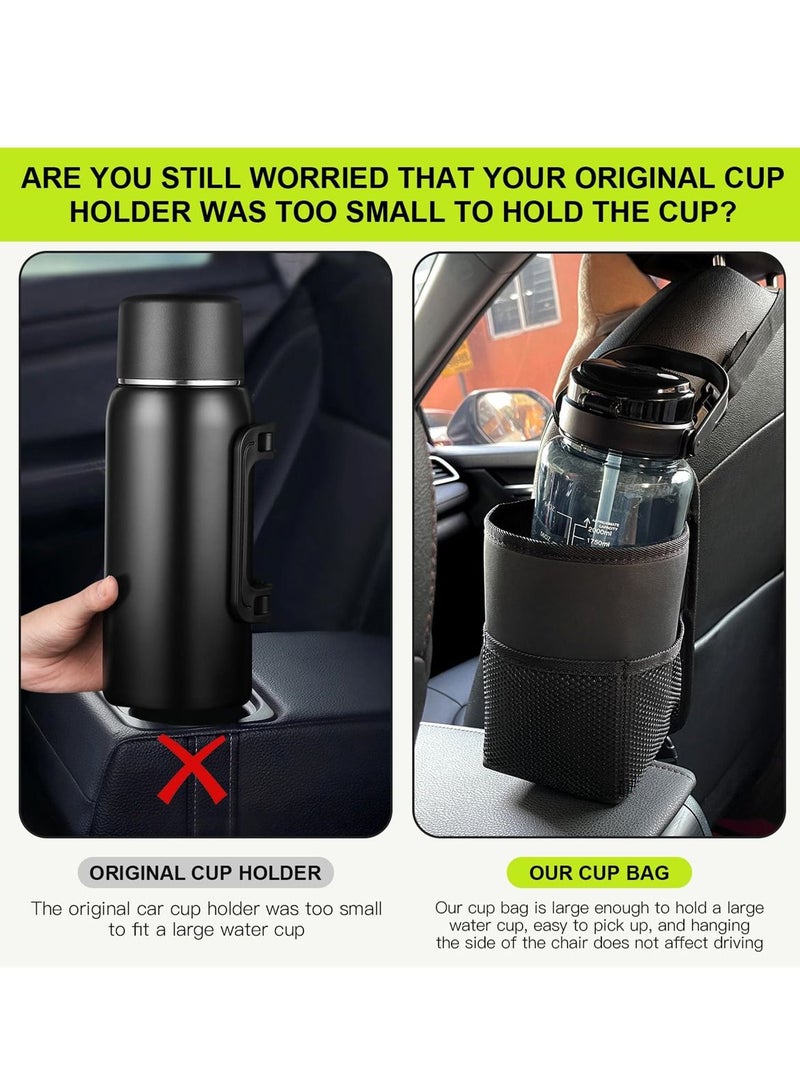 SYOSI Car Seat Side Cup Holder Expander, Auto Seat Storage Hanging Bag with Mesh Pocket, Convenient Drink and Stuff Holder, Road Trip Essentials and Car Accessories - Image 4