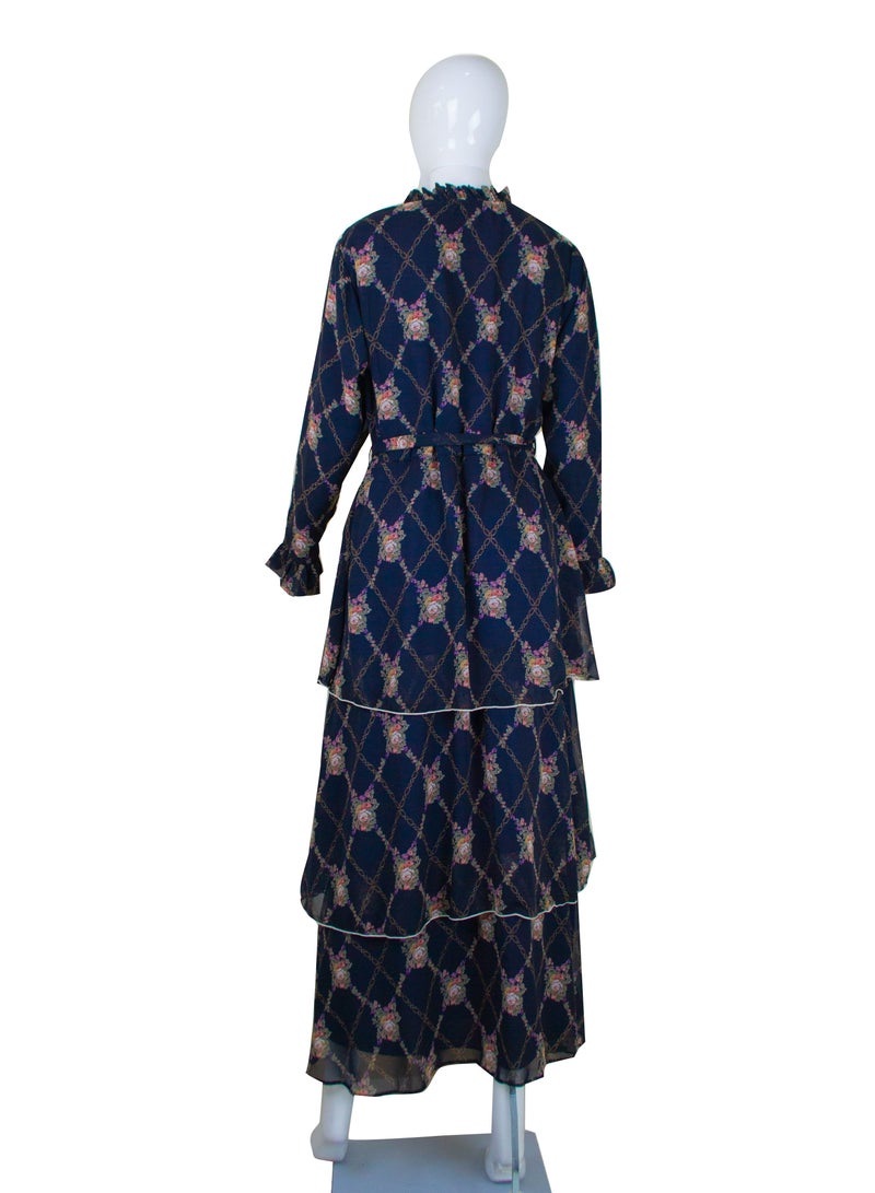 Round Neck Printed Maxi Dress Multicolour - Image 3