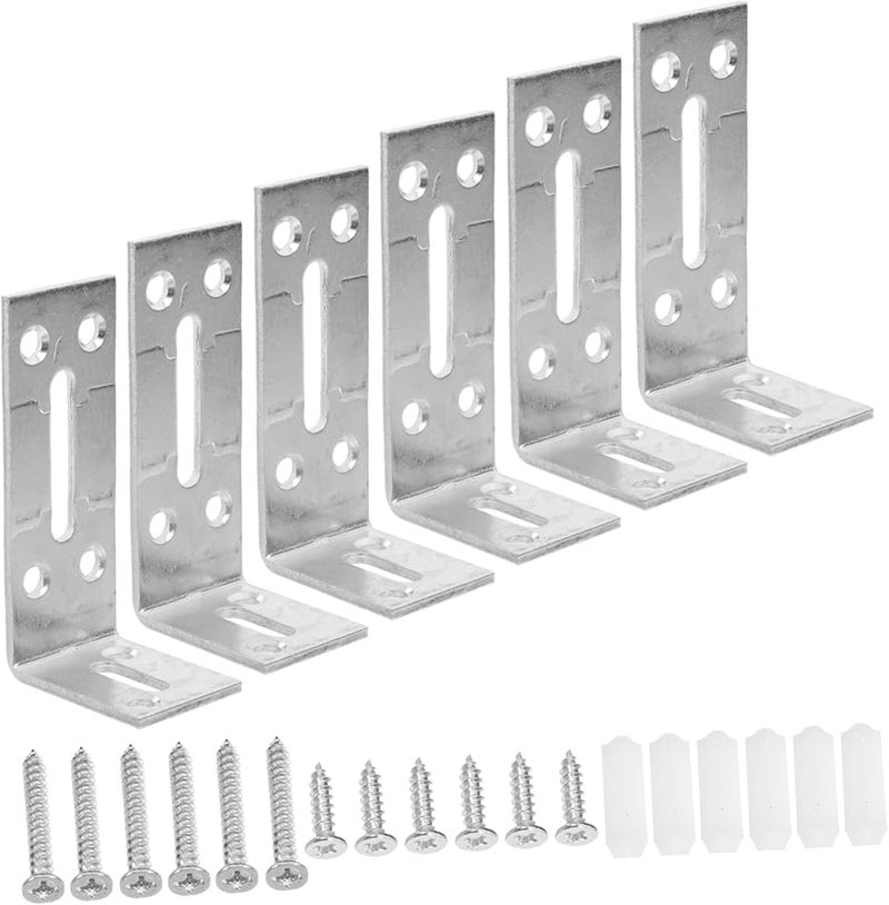 6Pcs Heavy Duty Stainless Steel Corner Brackets Adjustable Right Angle Braces For Shelves - Image 1