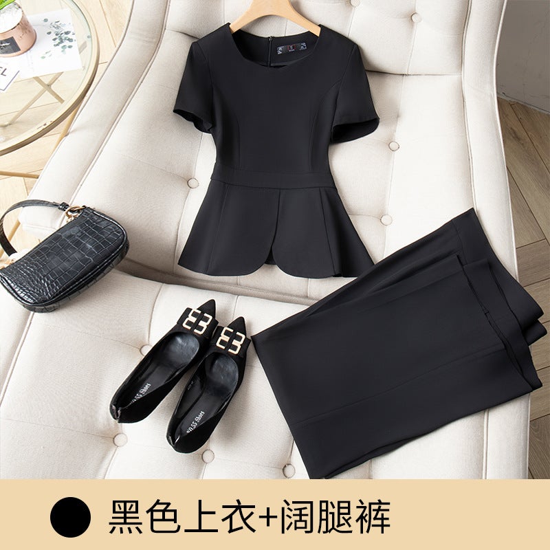 Summer Thin Fashion OL Suit Set for Women Blue Top - Image 3