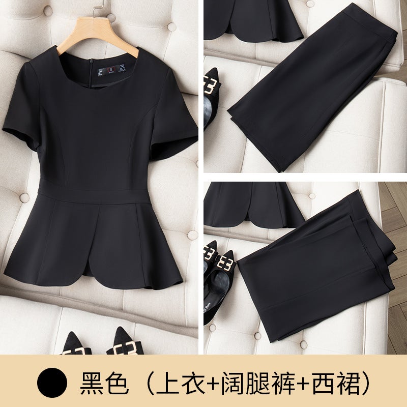 Summer Thin Fashion OL Suit Set for Women Blue Top - Image 2