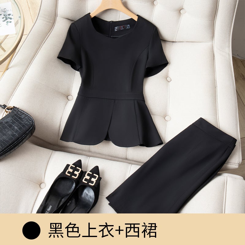 Summer Thin Fashion OL Suit Set for Women Blue Top - Image 4