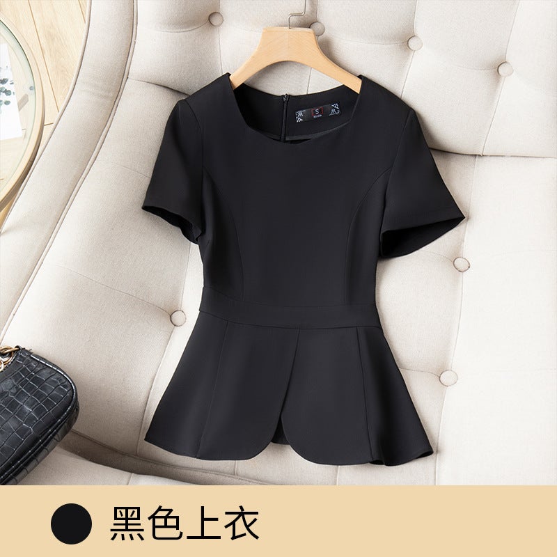 Summer Thin Fashion OL Suit Set for Women Blue Top - Image 5