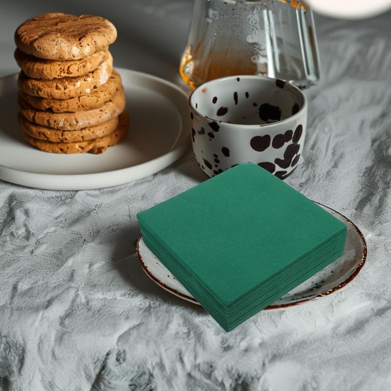 Vaguelly 25pcs Green Disposable Paper Napkins Linen-like Absorbent Hand Towels for Wedding Party Dinner Soft Guest Napkins for Bathroom Kitchen Events - Image 5