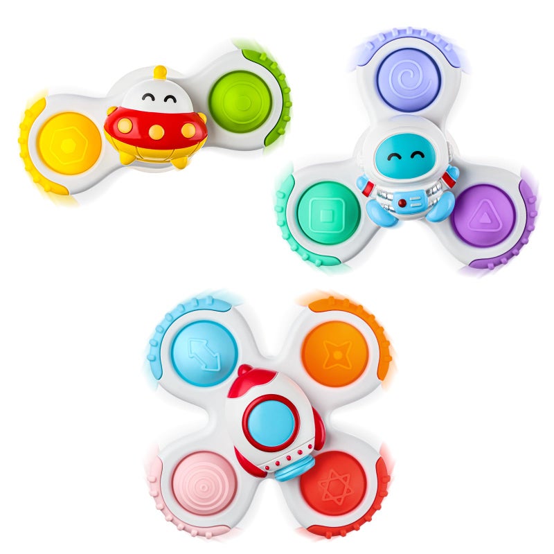 ALASOU 3PCS Pop Suction Cup Spinner Sensory Airplane Travel Toys for 1 Year Old Boy Girl Infant ToddlersNovelty Spinning Tops 12 18 Months1 2 Year Old Boy Birthday GiftBaby Bath Toy Kids Ages 13 - Image 2