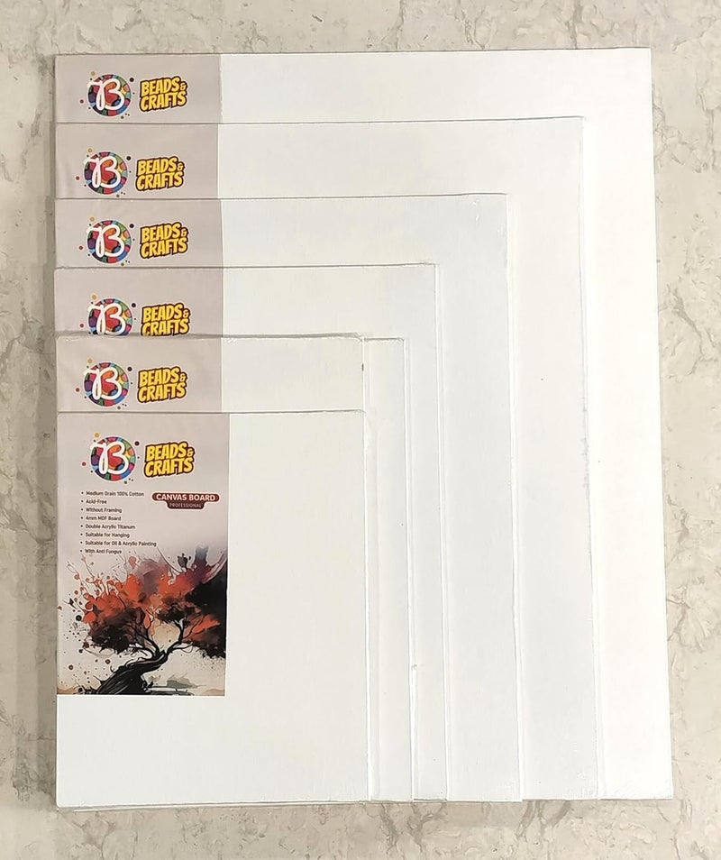 BEADS & CRAFT Beads Craft Rectangle Canvas Boards for Painting 100 Cotton 4 mm Thick Medium Grain Strudy Zero Percolation Art Panels for Oil Acrylic Watercolor Paint Pack of 1pc 14 x 18 - Image 2