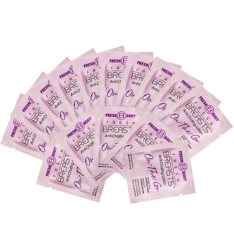 Fresh Body FB Breasts OnTheGo Anti Chafing Deodorant Lotion to Powder  Unscented 007 oz Travel Size 30 Pack Soothing Lotion for Women  No Talc Aluminum or Fragrance