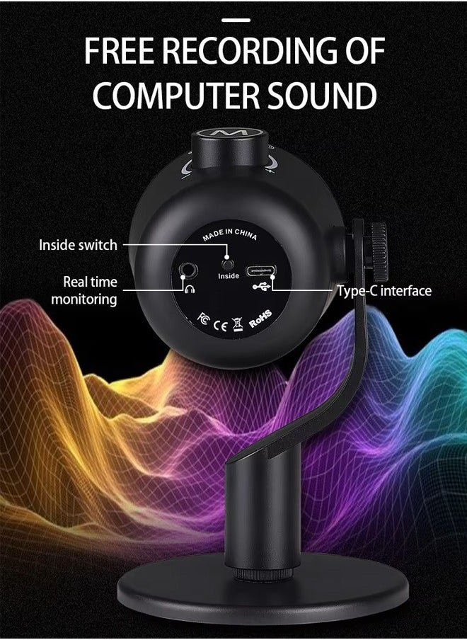 oldlaiben - USB Microphone, Noise-canceling Microphone, USB Condenser Podcast Microphone With Bracket, For Computer, Cell Phone, Live Broadcast, K Song, Recording, Online Class Teaching - Image 1