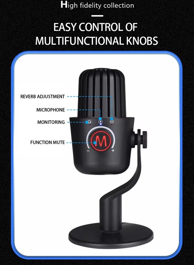oldlaiben - USB Microphone, Noise-canceling Microphone, USB Condenser Podcast Microphone With Bracket, For Computer, Cell Phone, Live Broadcast, K Song, Recording, Online Class Teaching - Image 1
