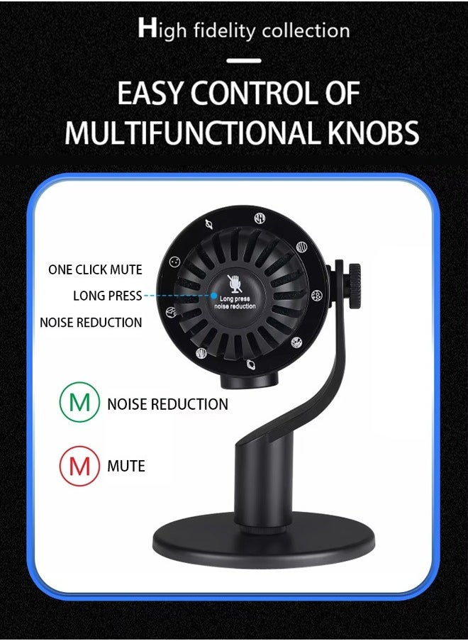 oldlaiben - USB Microphone, Noise-canceling Microphone, USB Condenser Podcast Microphone With Bracket, For Computer, Cell Phone, Live Broadcast, K Song, Recording, Online Class Teaching - Image 1