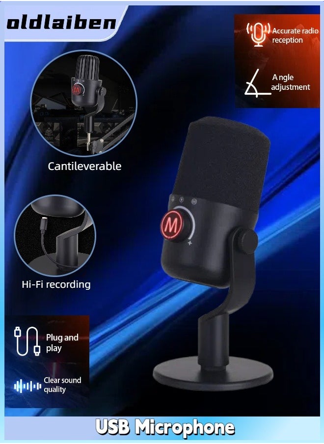 oldlaiben - USB Microphone, Noise-canceling Microphone, USB Condenser Podcast Microphone With Bracket, For Computer, Cell Phone, Live Broadcast, K Song, Recording, Online Class Teaching - Image 1