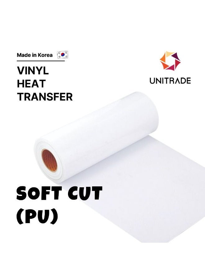 UNITRADE® Soft Cut (PU) White Heat Transfer Vinyl Roll - 51cm x 25m / Compatible with Cricut, Silhouette, Professional Cutters / CPSIA Certified / Made in Korea - Image 1