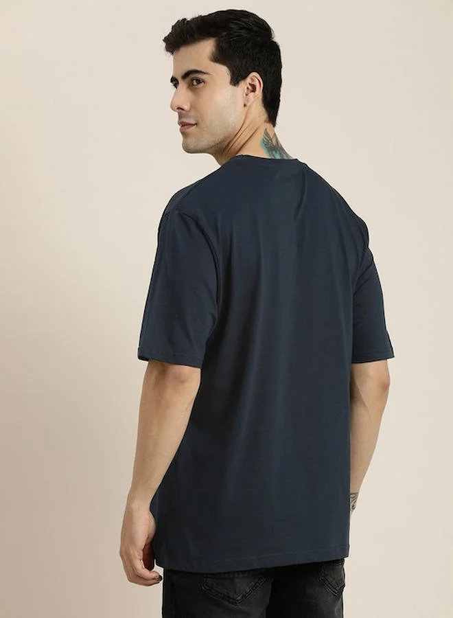 ديلينجر Oversized Typographic Print Cotton T-Shirt by Styli