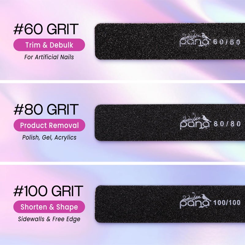 Pana 10PCS Jumbo Size PANA Professional Double Sided Nail Files - Black, 180/180 Grit - Emery Board Nail Buffering File Manicure Pedicure Nail Polisher Washable - Image 4