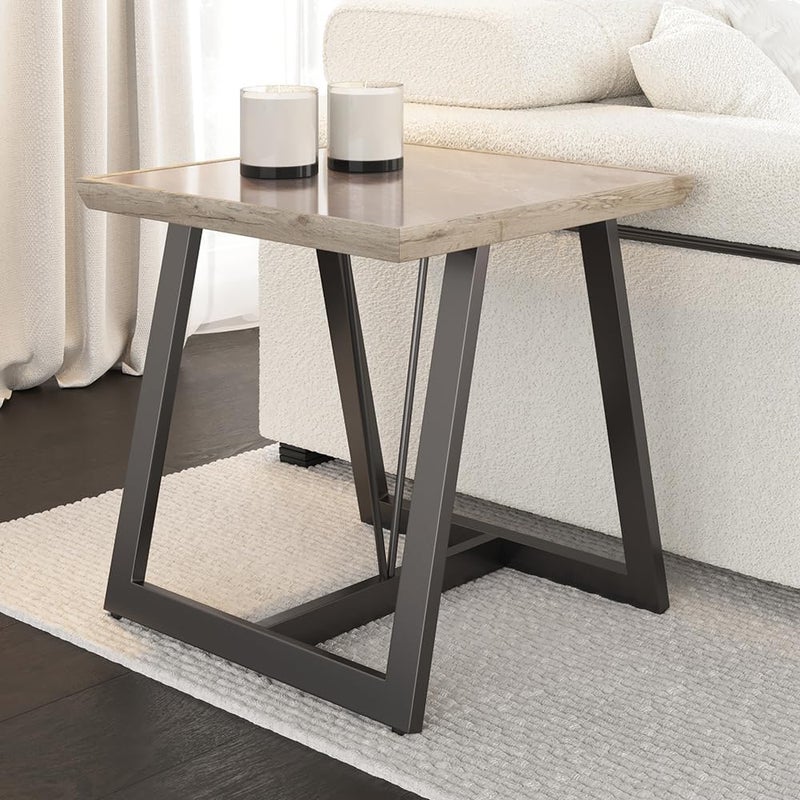 Home Canvas طاولة جانبية ويندسور من HC Home Canvas مع حجر مصنّع وإطار معدني - Image 1