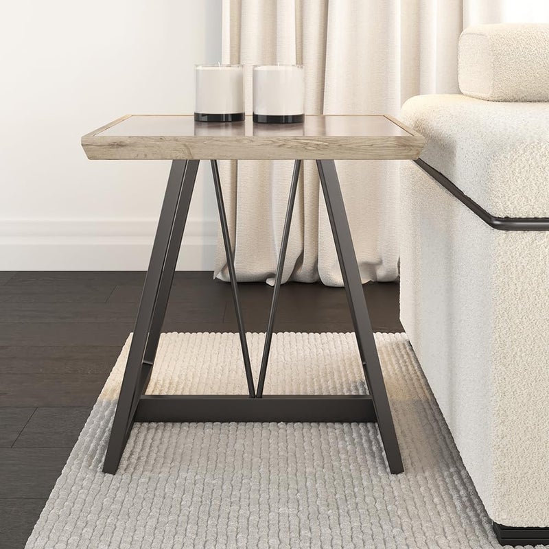 Home Canvas طاولة جانبية ويندسور من HC Home Canvas مع حجر مصنّع وإطار معدني - Image 3