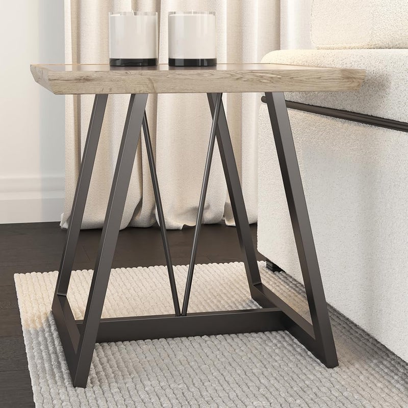 Home Canvas طاولة جانبية ويندسور من HC Home Canvas مع حجر مصنّع وإطار معدني - Image 5