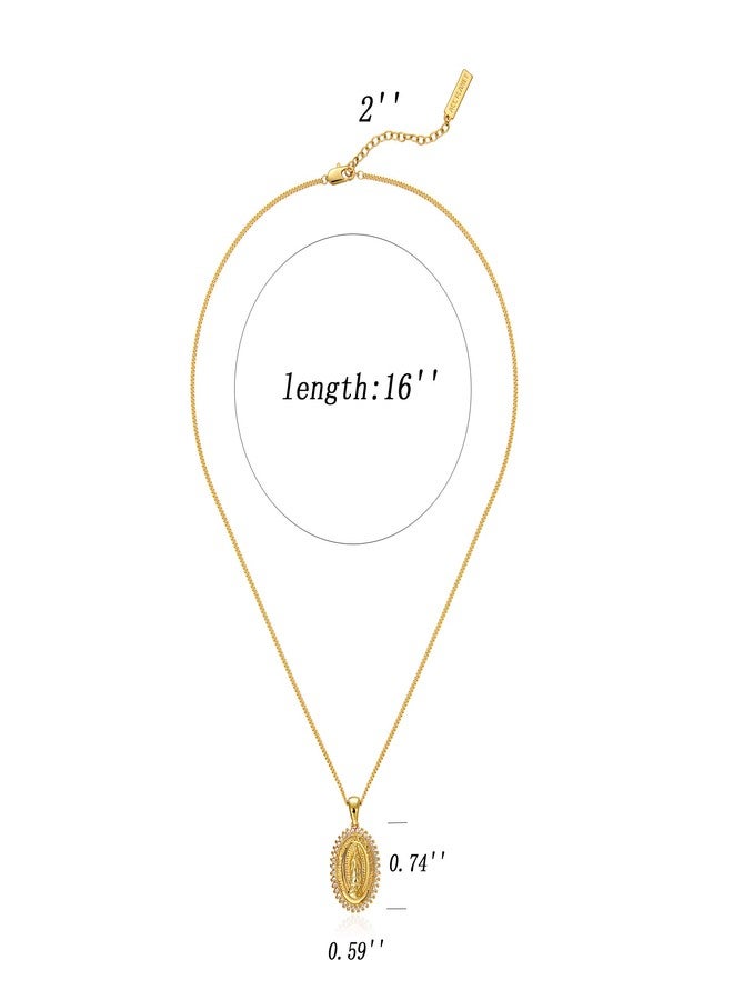 ACC PLANET Virgin Mary Necklace 18K Gold Plated Women Christian Jewelry Rhinestone Miraculous Medal Pendant Necklace Coin Necklaces for Women Mothers Day - Image 5