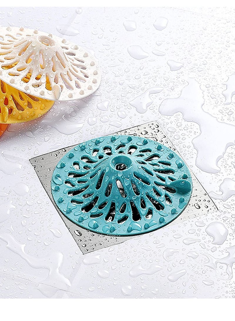الأزرق جي دبليو Anti-clogging Silicone Floor Drain Cover, 4 Pack Tub Sink Hair Food Debris Filter Mesh Home Accessories for Kitchen Bathroom (Blue/ Orange/ Yellow/ White) - Image 4