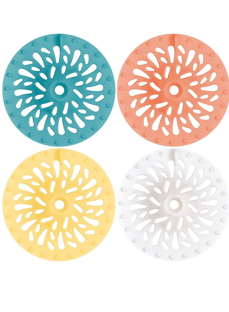 الأزرق جي دبليو Anti-clogging Silicone Floor Drain Cover, 4 Pack Tub Sink Hair Food Debris Filter Mesh Home Accessories for Kitchen Bathroom (Blue/ Orange/ Yellow/ White) - Image 1