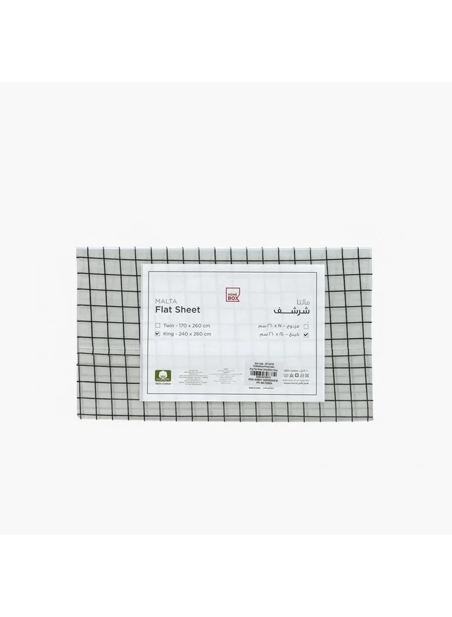 Home Box Malta Striped Printed Cotton King Flat Sheet 260 x 240 cm