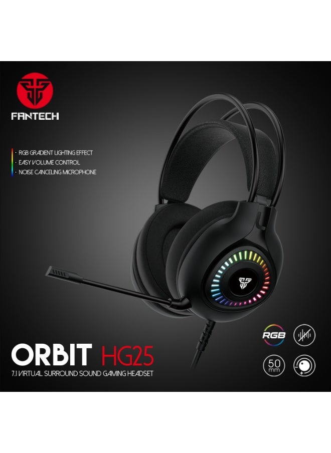 سماعة الألعاب أوربت HG25 RGB باللون الأسود