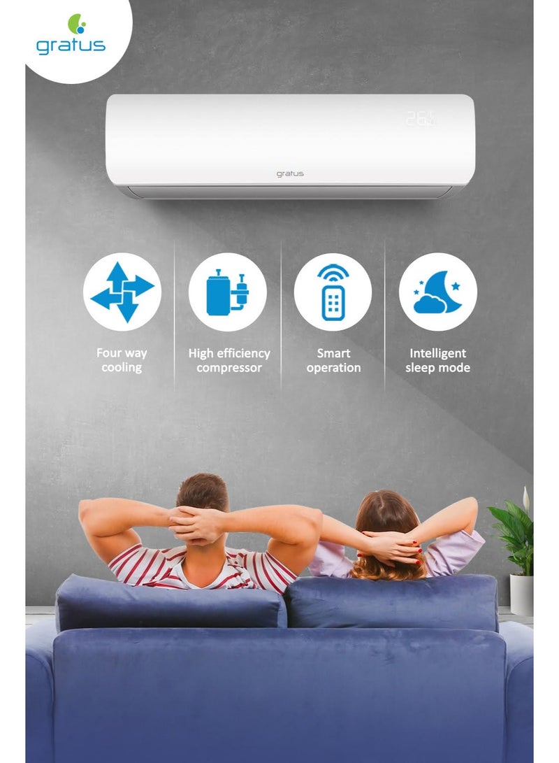 gratus GSCAC121SC – 1 Ton 4‑Way Split Air Conditioner T1 (Rotary Compressor,  R410A System)  - Image 1
