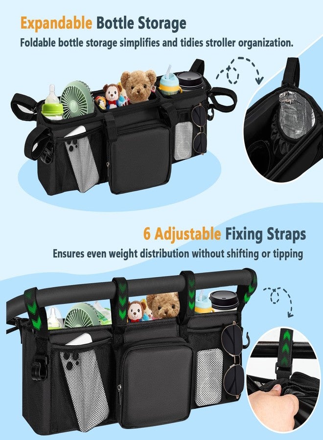Yewltvep Double Stroller Organizer for Bob Duallie and Baby Jogger City Mini GT2, Double Baby Stroller Accessories with 2 Cooler Pockets, Parent Console Double Jogging Stroller Caddy with Zipper Bag(Bag Only) - Image 4
