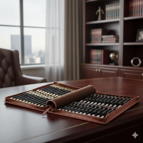 essart Premium PU Leather Men's & Women's Pen case Organizer Pen Case Pencil Case - Zippered Pen Pencil Bag Pouch for School, Work & Office Marker Case Organizer Colour Croco-Brown - Image 2