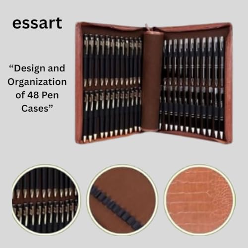 essart Premium PU Leather Men's & Women's Pen case Organizer Pen Case Pencil Case - Zippered Pen Pencil Bag Pouch for School, Work & Office Marker Case Organizer Colour Croco-Brown - Image 5