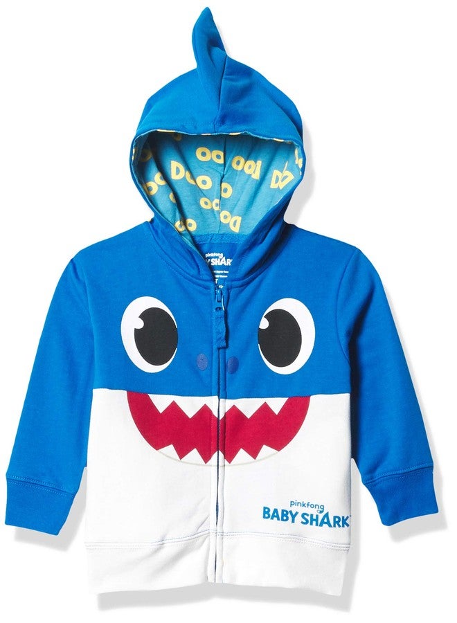 Pinkfong Baby Boys Shark Toddler Zip Up Big Face Hoodie - Daddy Blue Sizes 2t-5t Sweatshirt, Blue, 3T US - Image 1