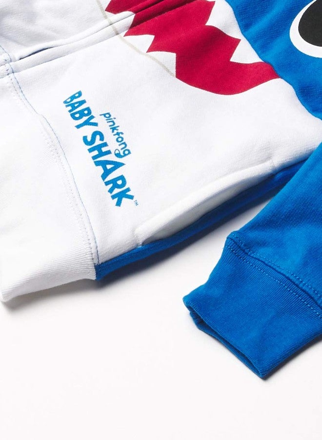 Pinkfong Baby Boys Shark Toddler Zip Up Big Face Hoodie - Daddy Blue Sizes 2t-5t Sweatshirt, Blue, 3T US - Image 4