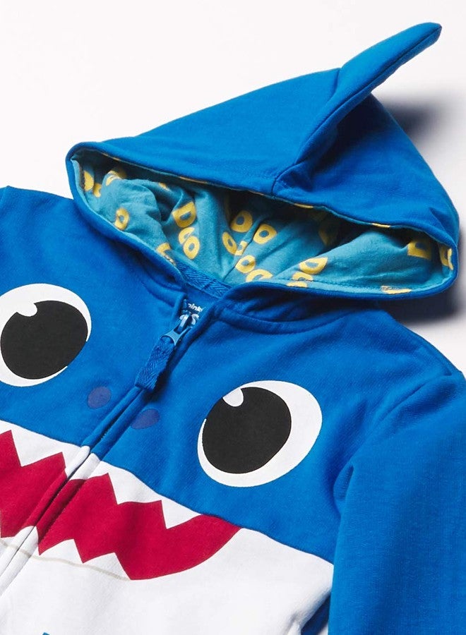 Pinkfong Baby Boys Shark Toddler Zip Up Big Face Hoodie - Daddy Blue Sizes 2t-5t Sweatshirt, Blue, 3T US - Image 3
