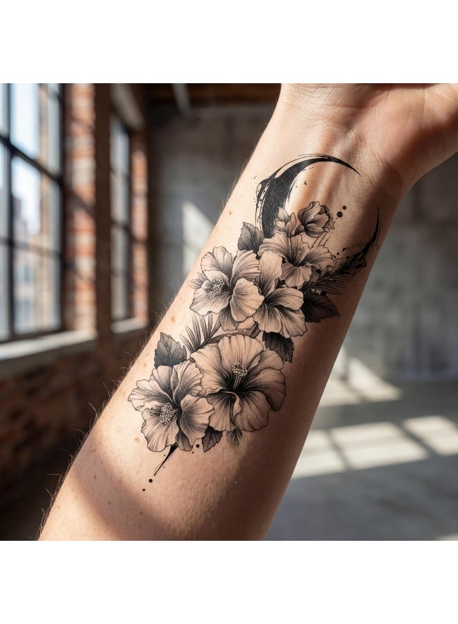 10 Pcs Large 3D Realistic Temporary Tattoo Stickers For Women Adults, Waterproof Fake Body Tattoos, Black Rose Peony Butterfly Animal Geometric Sketch For Arm Leg, Colorful - Image 4