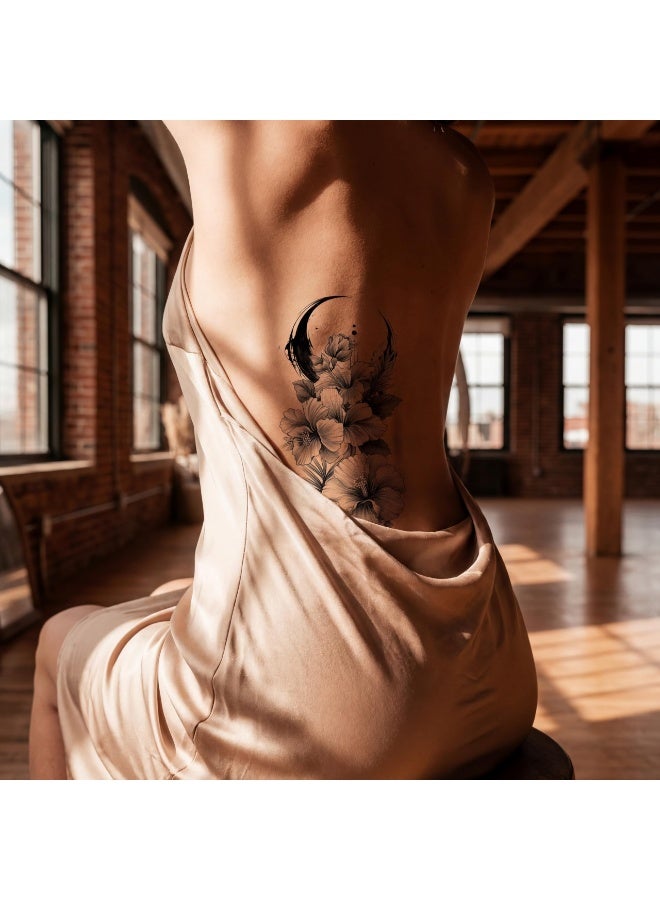 10 Pcs Large 3D Realistic Temporary Tattoo Stickers For Women Adults, Waterproof Fake Body Tattoos, Black Rose Peony Butterfly Animal Geometric Sketch For Arm Leg, Colorful - Image 2