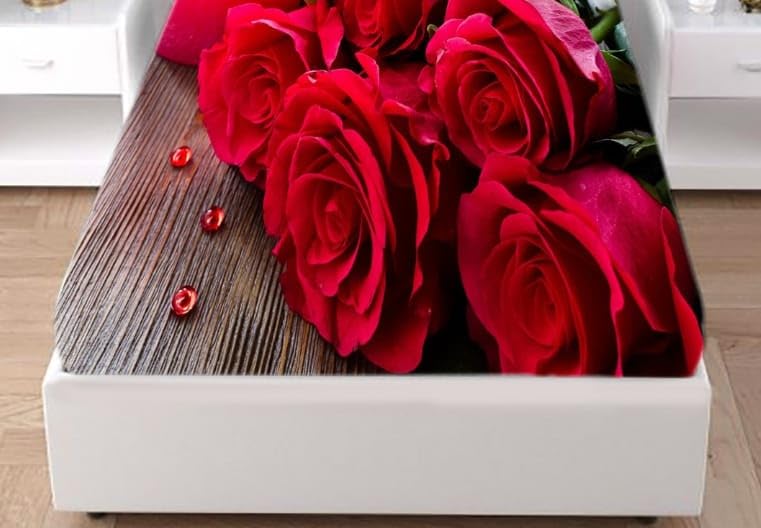 YETLI Velvet Digital Printed 1 Single Bedsheet with 1 Pillow Cover - Rose - Image 2