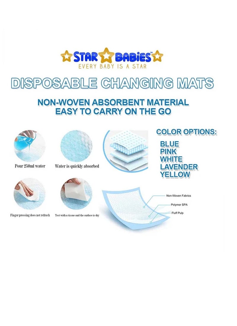 STAR BABiES Star Babies - Combo Pack of 2- Disposable Changing Mat Pack of 24 with Baby Boy's Knee Pad - Blue  - Image 3