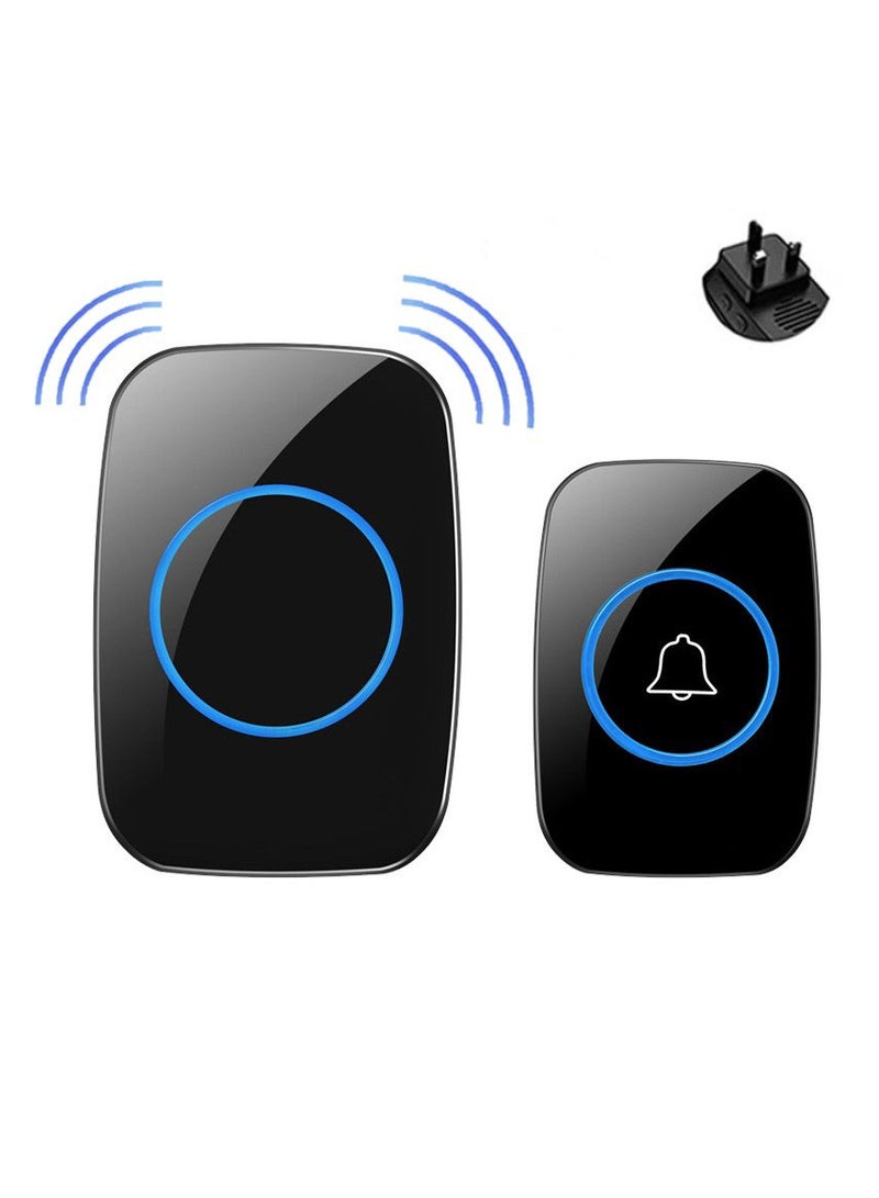 جرس باب لاسلكي صغير مقاوم للماء، جرس باب 110 ديسيبل، وضع كتم الصوت، طقم جرس باب مقاوم للماء، مدى يزيد عن 985 قدمًا، 60 جرس باب، 5 مستويات من الصوت وفلاش LED للمنزل والمكتب والفصول الدراسية - Image 1