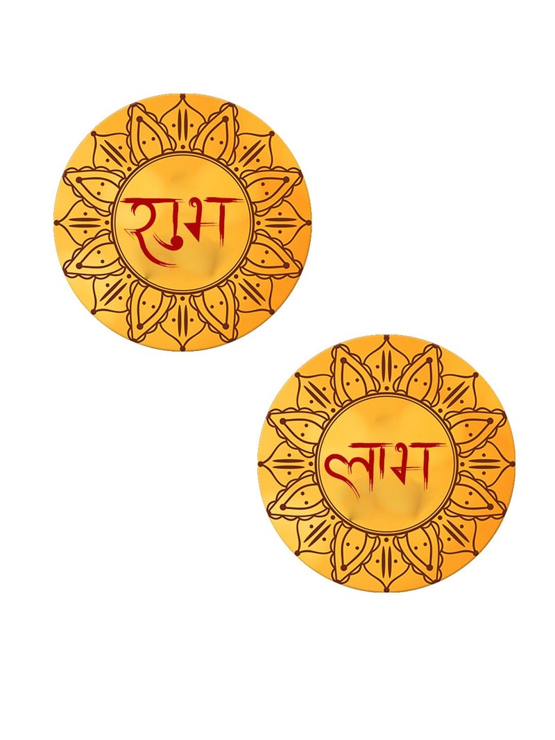 999Store Round shubh labh with Flower line Art for Diwali puja and Home Decoration subh labh for Door Entrance(SLP039) - Image 2