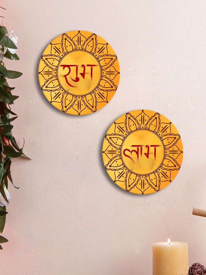 999Store Round shubh labh with Flower line Art for Diwali puja and Home Decoration subh labh for Door Entrance(SLP039) - Image 1