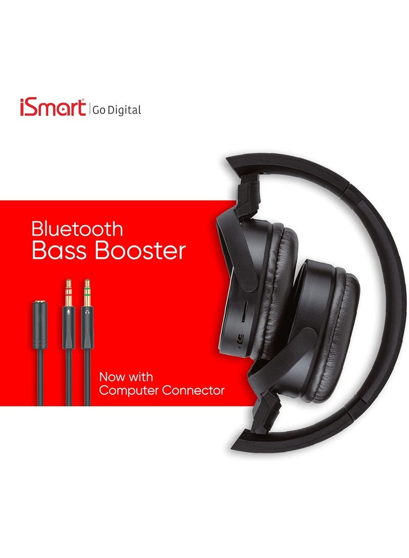 iSmart Foldable Wireless Stereo Headset Bluetooth Bass Booster and Computer Connector - Image 2