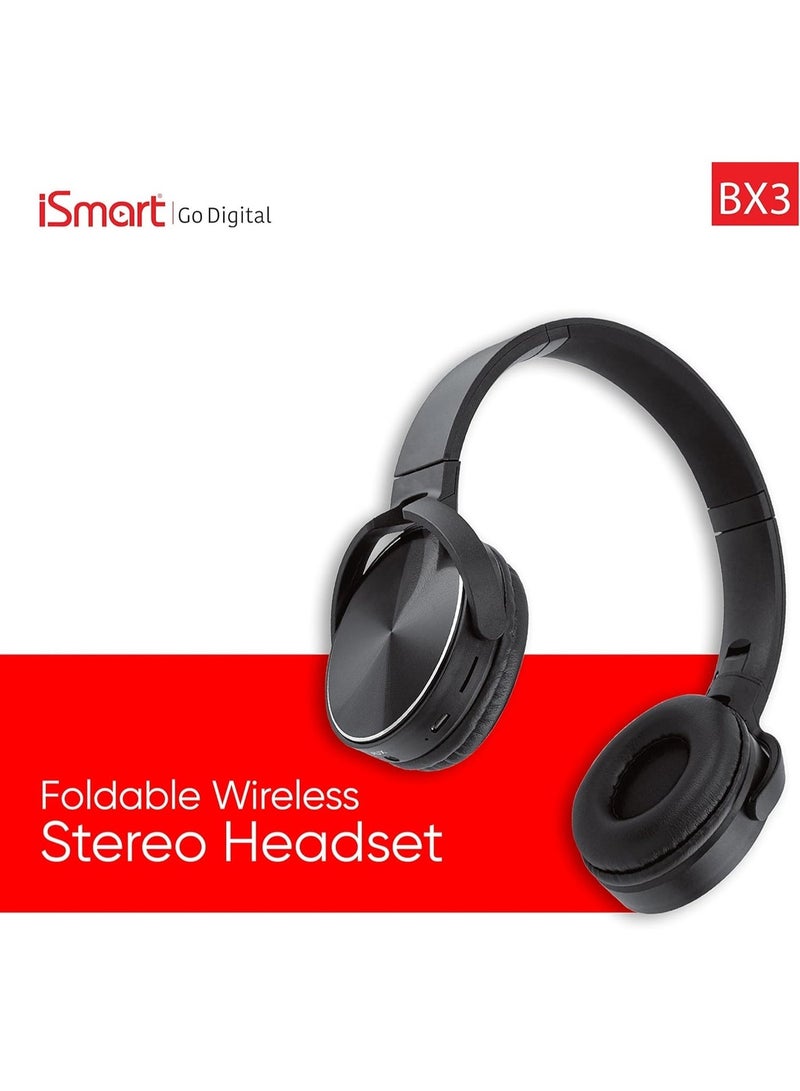 iSmart Foldable Wireless Stereo Headset Bluetooth Bass Booster and Computer Connector - Image 1