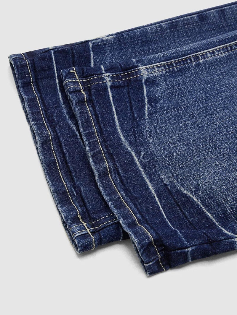 Flamingals Straight Leg Boyfriend Jeans for Women Trendy Mid Rise Wash Stretchy Casual Baggy Jeans Navy Blue XL - Image 5