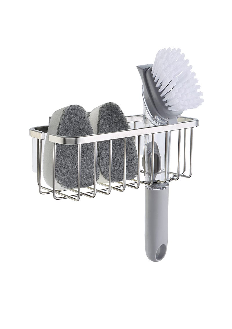 SunnyPoint NeverRust Deluxe Kitchen & Bathroom Sink Sponge Holder Organizer with Adhesive Mount - Additional Suction Cup Included â€“ Sponge & Brush NOT Included â€“ 7.4 x 3.3 x 2.75 Inch - Image 1
