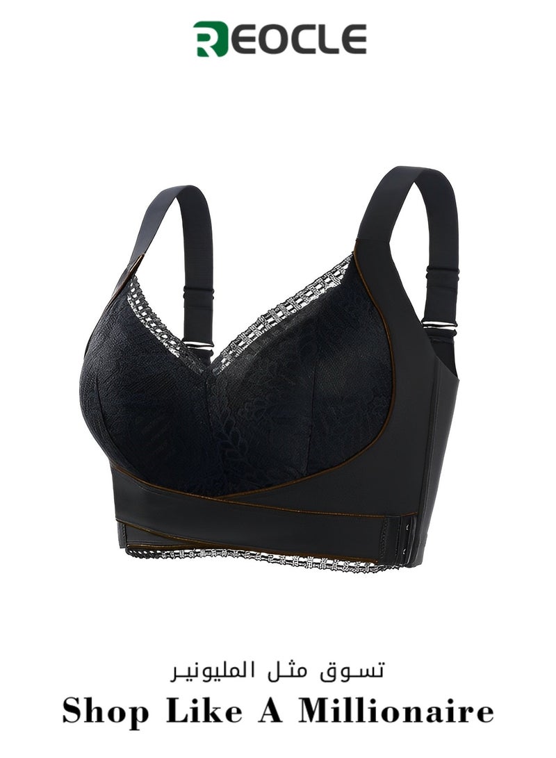 REOCLE Women's Lace Bras Front Criss Cross Bras Wireless Push Up Seamless Bra Comfy Posture Corrector Sports Yoga Bra - Image 1