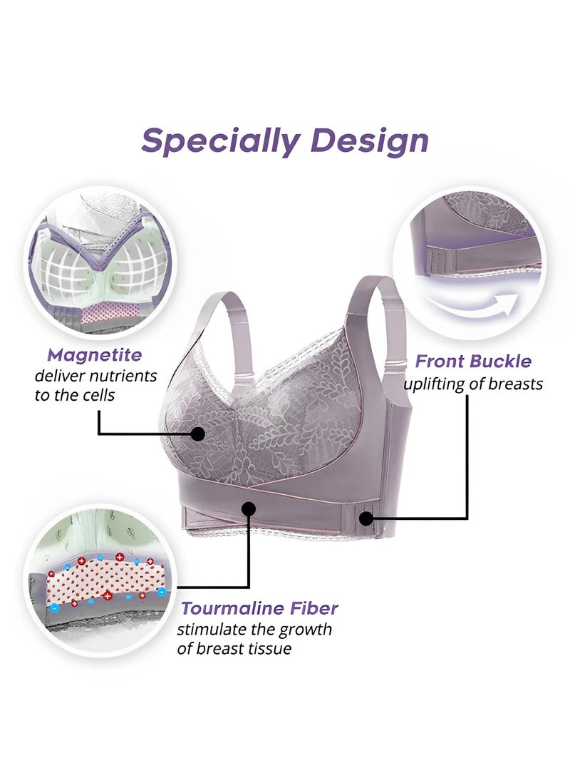 REOCLE Women's Lace Bras Front Criss Cross Bras Wireless Push Up Seamless Bra Comfy Posture Corrector Sports Yoga Bra - Image 3